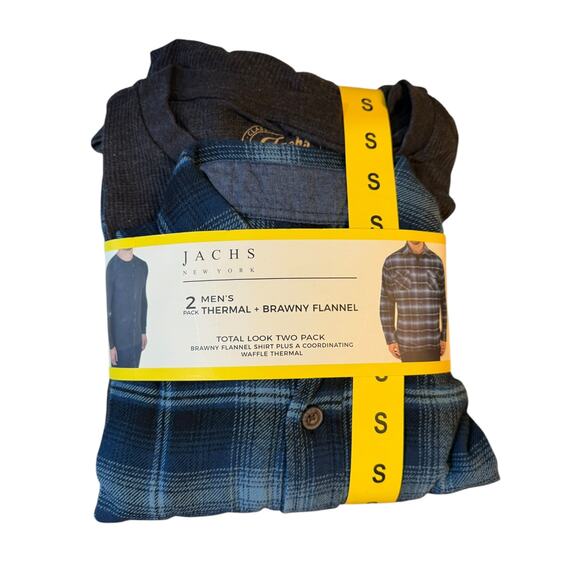 Jachs New York Men's Gray Thermal & Brawny Blue Flannel Shirt Small - Picture 1 of 2